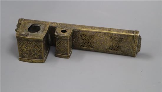 An Ottoman silver and brass scribes box
